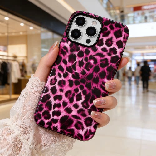 苹果iPhone豹纹亮面菲林双层壳