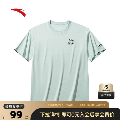 安踏冰丝男短t休闲图案短袖T恤