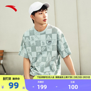 满印潮流百搭针织衫 t恤男春夏季 172528116 休闲短袖 安踏冰丝T