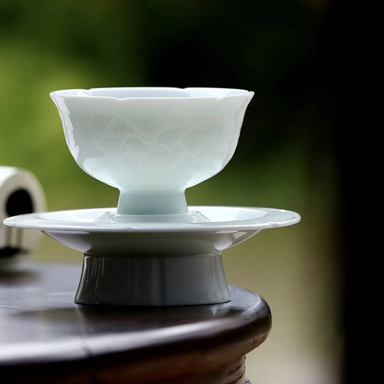 只此宋瓷 湖田窑青白瓷中式通用茶具宋时风雅缠枝莲茶盏茶杯套组