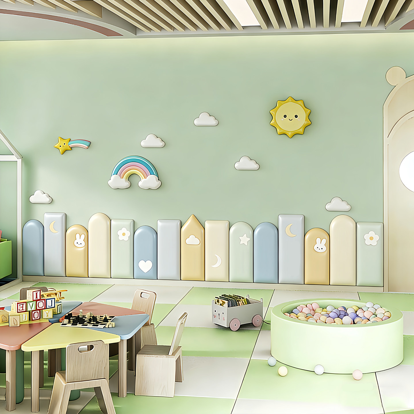 幼儿园墙面软包装饰班级教室环创主题文化墙贴防撞软包环保材料