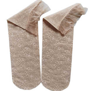 10双蕾丝短丝袜提花图案春季透气花边耐穿不勾丝女性感肤色短丝袜