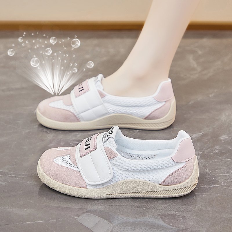 透气网面女网鞋夏季新款浅口魔术贴一脚蹬孕妇鞋脚胖水肿鞋德训鞋
