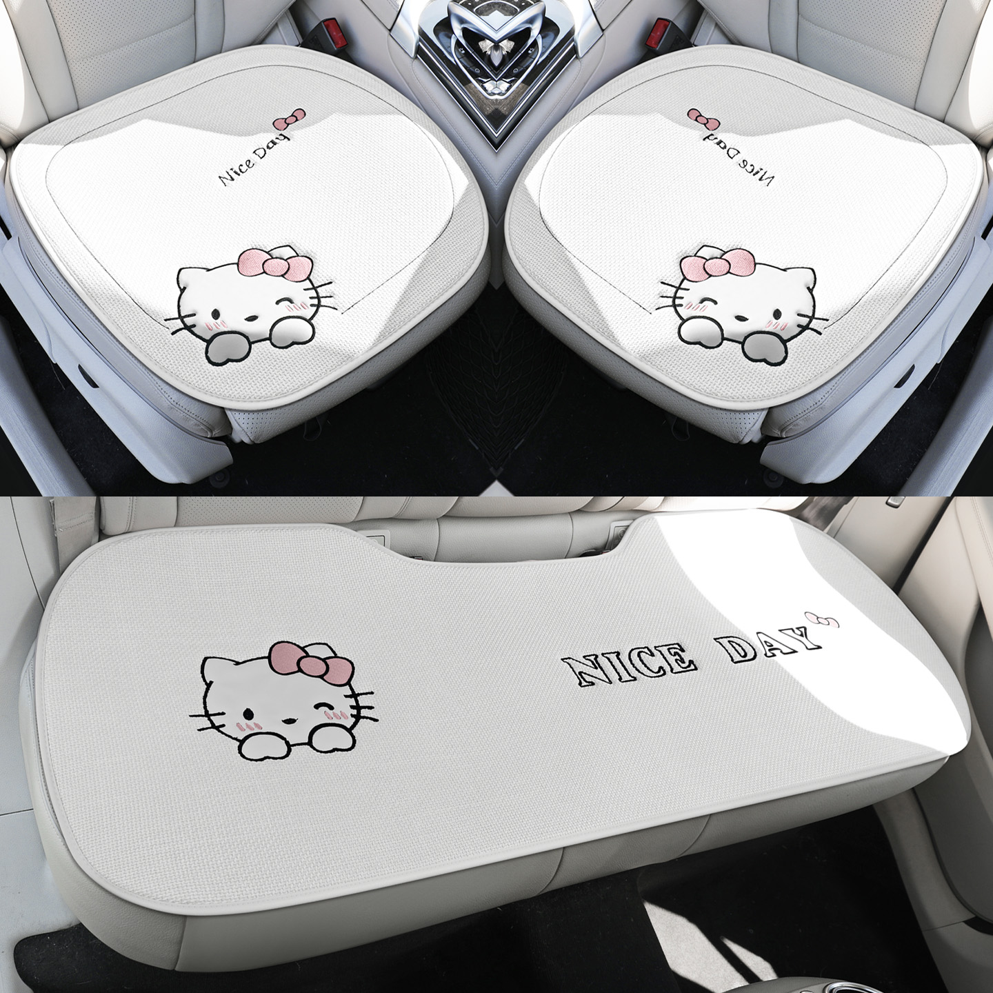 卡通棉麻四季车载坐垫车内座椅垫