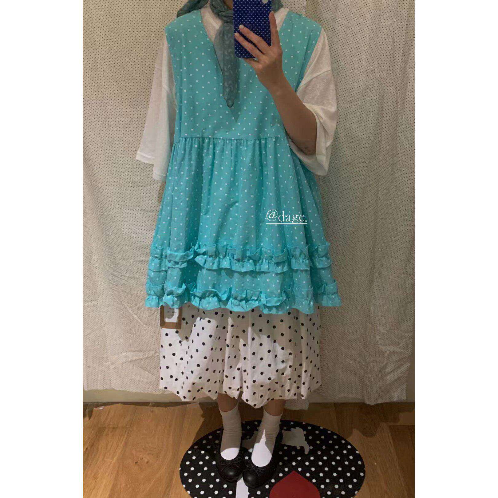 dage家 夏季小清新点点韩版宽松显瘦百搭休闲无袖背心连衣裙女