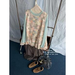 Murong春款韩版宽松显瘦碎花无袖花苞裙女百搭显瘦上衣女