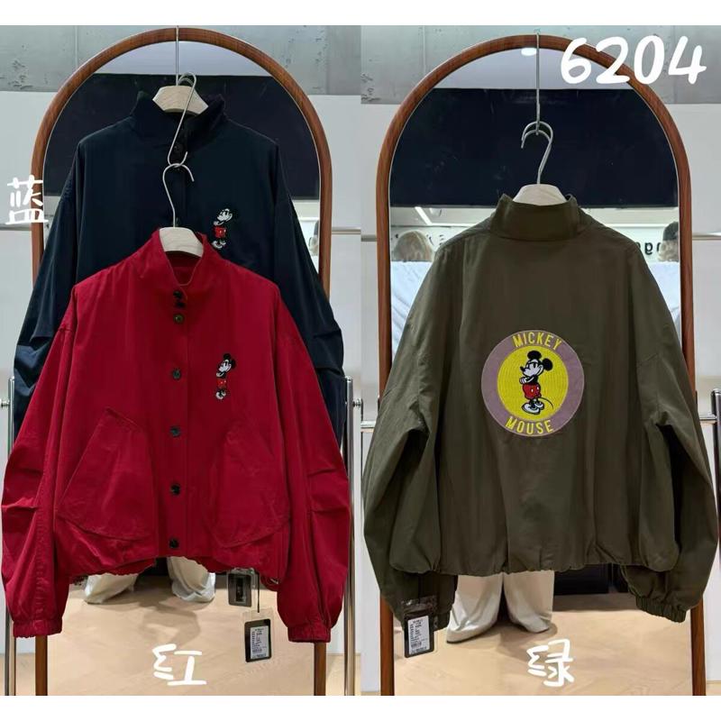 WE家6204秋季日系森系复古宽松大码休闲纯色短外套棒球服女黑标
