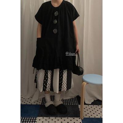dage家 50607春日设计款定制花苞波点半身裙女百搭显瘦半身裙女