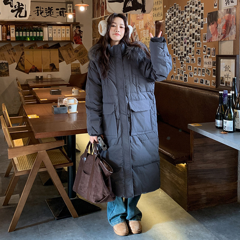 现货50白鸭绒24冬保暖带真狐狸毛加长羽绒服ZB237-6622-P385-K568图片