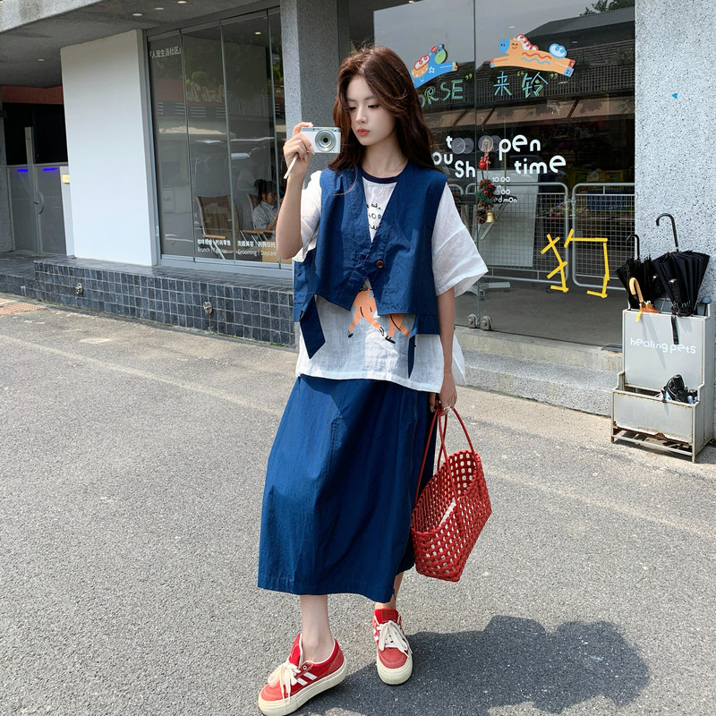 夏现货26气质轻熟马甲裙子两件套裙RF2C518-2679-P215-K348，女装套装/套裙，浙宝237