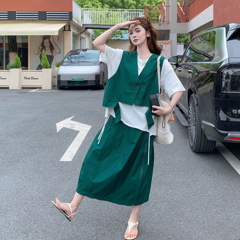 夏现货26气质轻熟马甲裙子两件套裙RF2C518-2679-P215-K348,女装套装/套裙,浙宝237