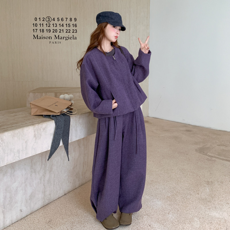 现已出不带披肩2026香芋紫呢料两件套装RF2c518-2515-p235-k359,女装套装/套裙,浙宝237