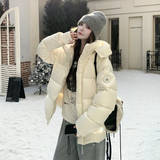 银标短款25冬学院白黑TIEBI暖鹅绒带帽羽绒ZB237-6626-p355-k499，女装羽绒服，浙宝237