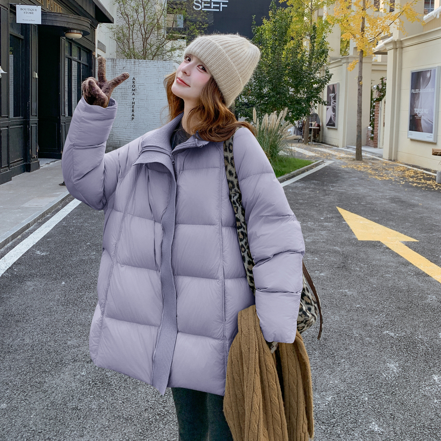 现货一手长针织领韩系保暖2025冬季90鸭绒服ZB237-2853-P445-K668，女装羽绒服，浙宝237