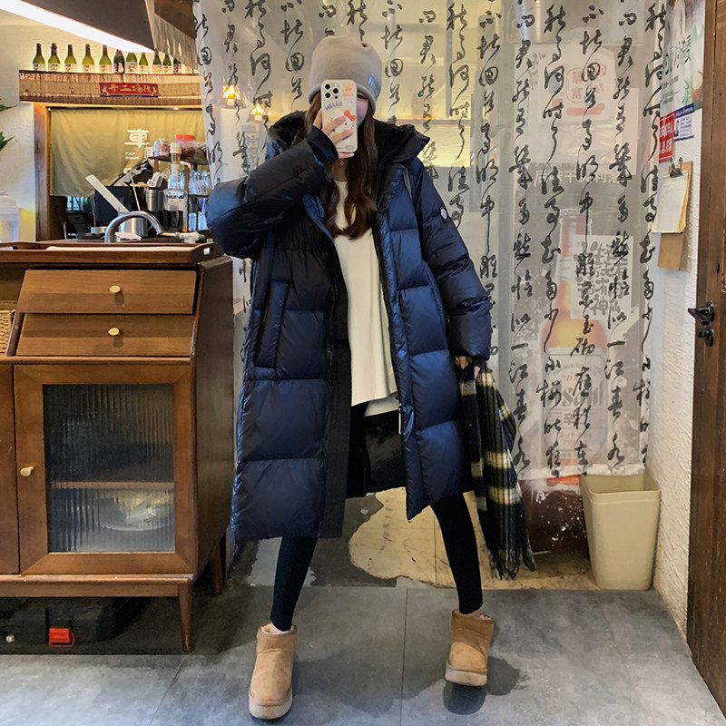 高级感黑金90鹅绒羽绒服女冬新款长款加厚学院风大被子面包服外套,女装羽绒服,浙宝237