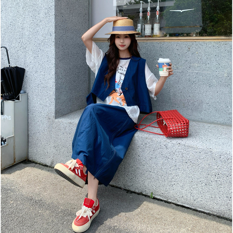 夏现货26气质轻熟马甲裙子两件套裙RF2C518-2679-P215-K348,女装套装/套裙,浙宝237