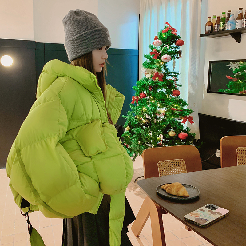 现货50白鸭绒25冬带包包泡芙款保暖带帽羽绒ZB237-8869-P300k448，女装羽绒服，浙宝237