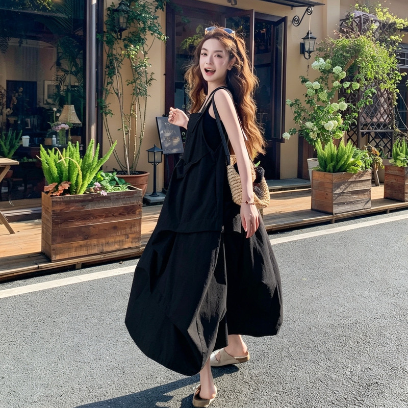 现货已出2026韩系宽松三色背带裙RF2C518-2672-P140-K228,女装套装/套裙,浙宝237
