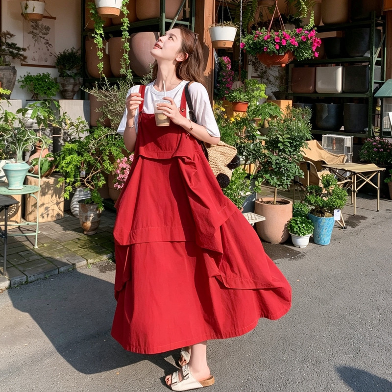 现货已出2026韩系宽松三色背带裙RF2C518-2672-P140-K228,女装套装/套裙,浙宝237