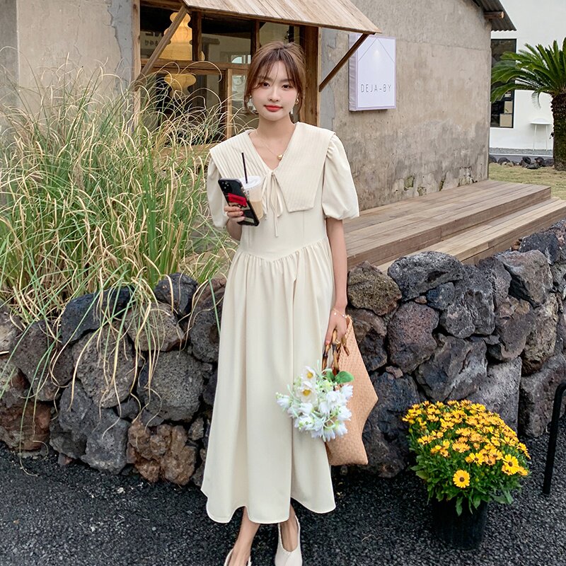 现货2023夏季女士百褶海军领气质连衣裙ZB237-8515-P115-K168图片