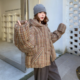 爆拼格子戴帽现货25冬50鸭绒羽绒短款ZB237-2527-P270-K399，女装羽绒服，浙宝237