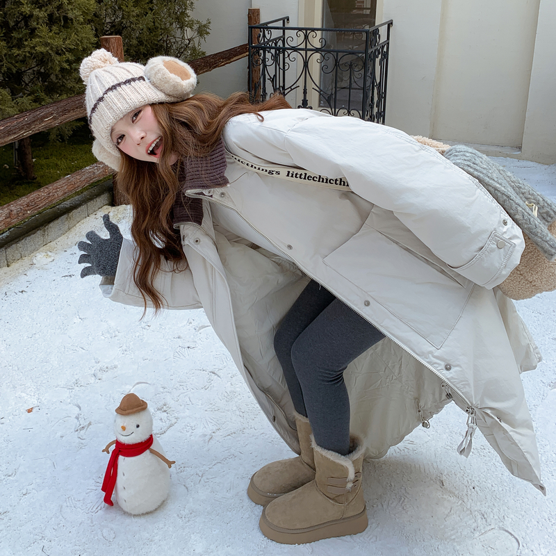 爆韩版针织领90绒25冬羽绒大口袋长款ZB237-2562-p420-k630，女装羽绒服，浙宝237