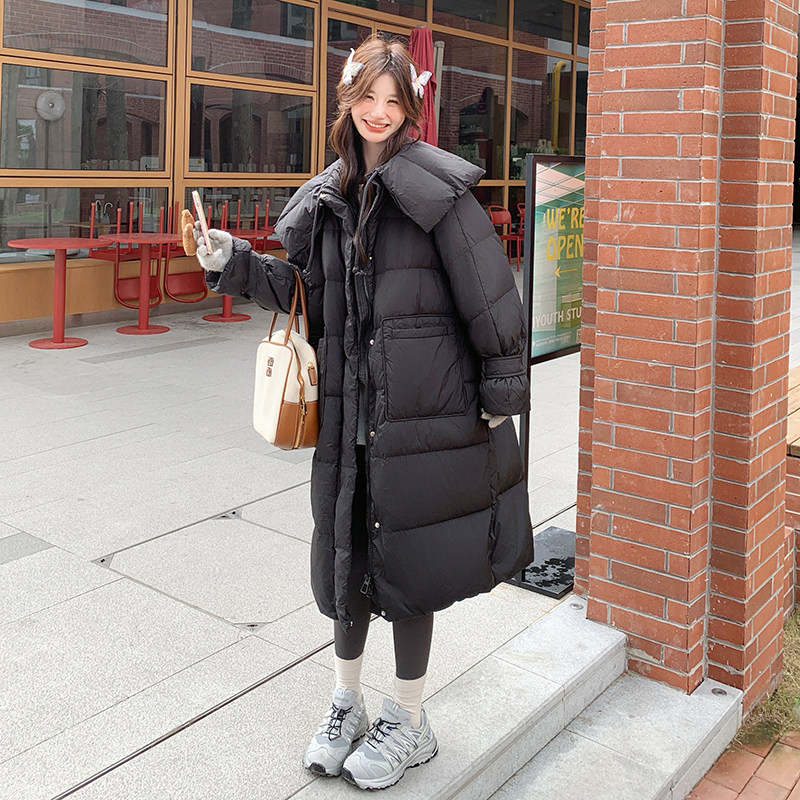 现大翻领佩蝴蝶发夹设计24冬50鸭绒长款羽绒ZB237-6668-P315-K478,女装羽绒服,浙宝237