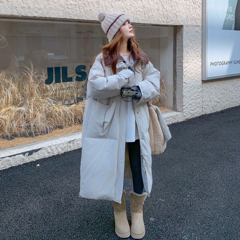 爆韩版针织领90绒25冬羽绒大口袋长款ZB237-2562-p420-k630，女装羽绒服，浙宝237