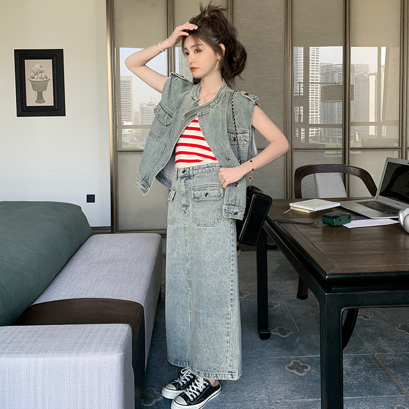 现货已出2026韩系牛仔两件套裙RF2C518-W890-P165-K268，女装套装/套裙，浙宝237