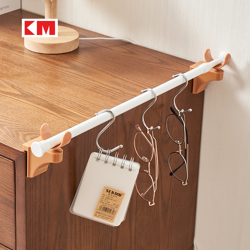 打孔式帘杆挂钩伸缩杆架子柜子防尘遮羞帘杆子支架门帘横杆托夹