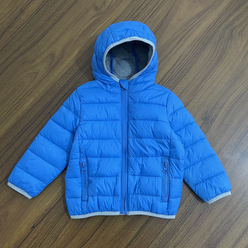 男女童棉袄小童连帽拉链衫轻薄款柔软纯色百搭棉衣秋冬款