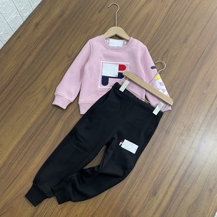 男女童卫衣卫裤套装小中童圆领上衣松紧腰长裤加绒秋冬款