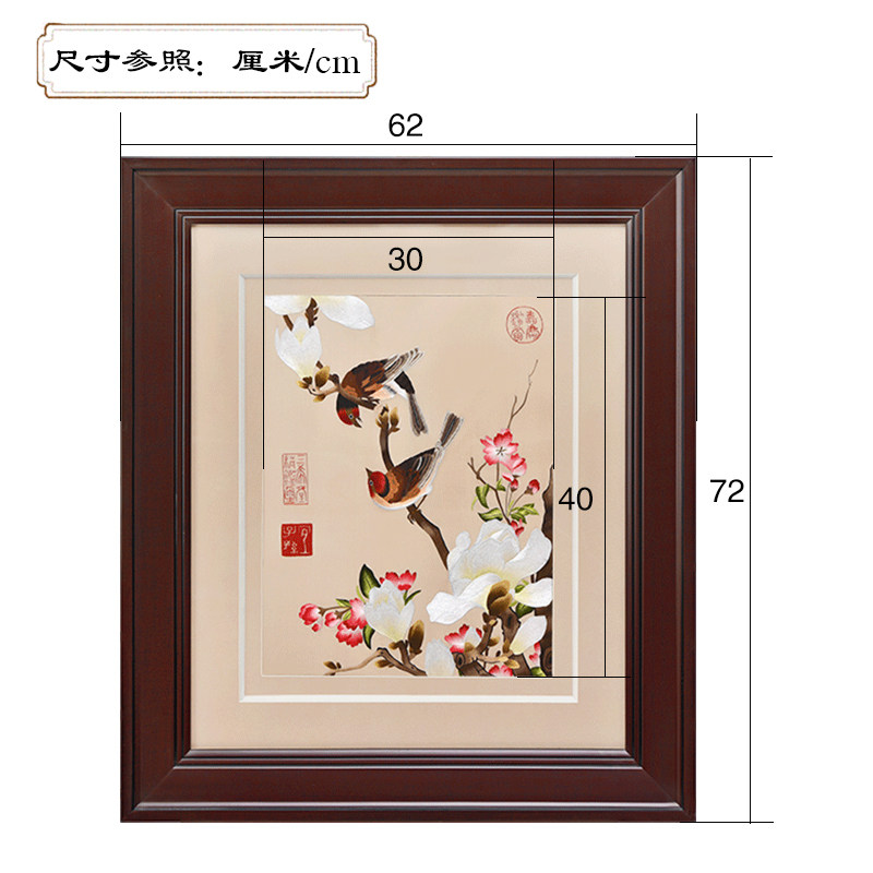 挂画客厅中国风三联新中式玄关壁画竖版刺绣挂墙画郎世系列