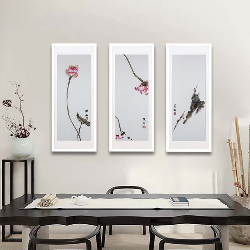 荷花装饰画禅意挂画客厅中国风新中式壁画现代中式书房画装饰