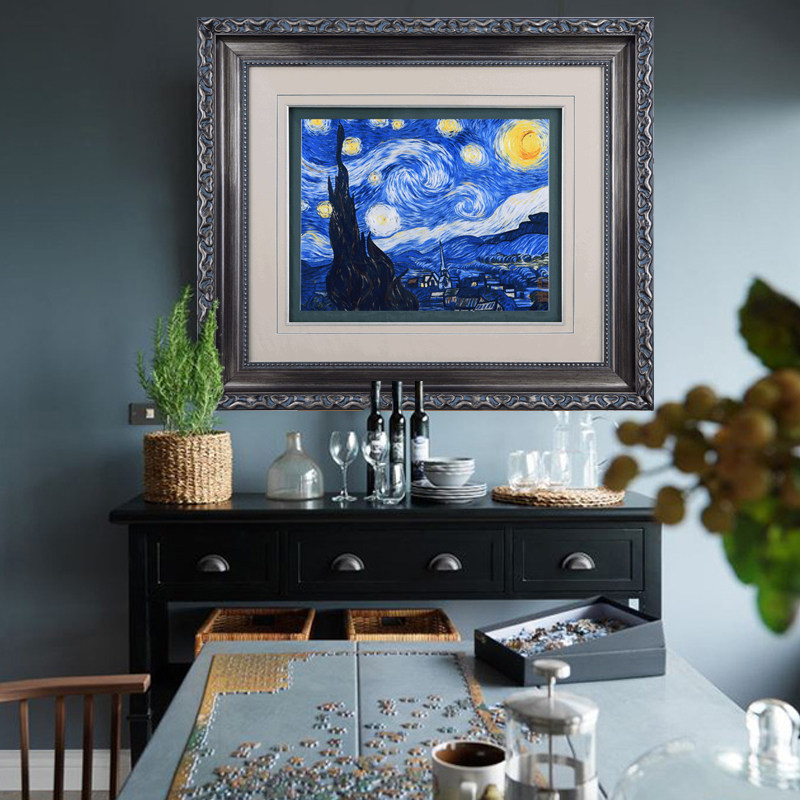 抽象装饰画创意玄关壁画刺绣画客厅挂画办公室墙画收藏品梵高星空