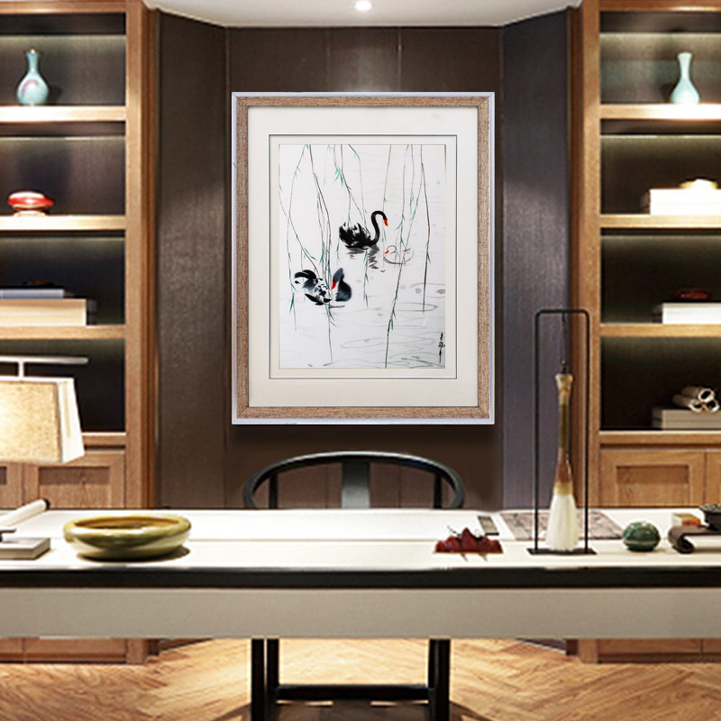 苏绣成品挂画客厅中式刺绣真丝玄关壁画竖版现代简约吴冠中装饰画