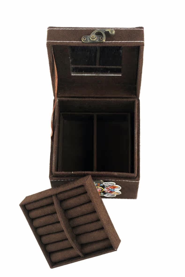 江南绣庄 苏绣老绣片 复古三层饰品收纳盒 首饰盒 化妆盒新款