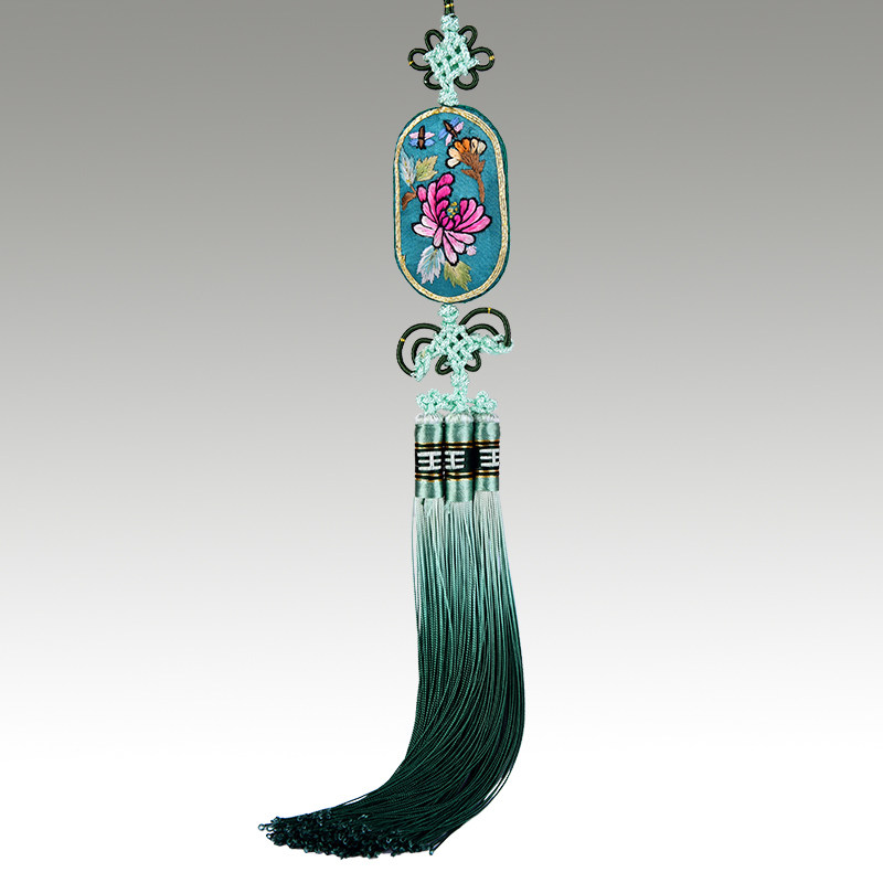 车饰挂件创意平安车内挂饰纯手工刺绣中国民精品挂件月朵