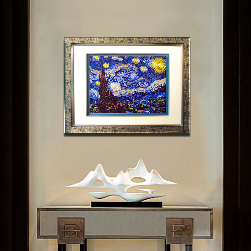 梵高装饰画油花挂画装饰餐厅壁画墙画装饰卧室苏绣苏州刺绣客厅画
