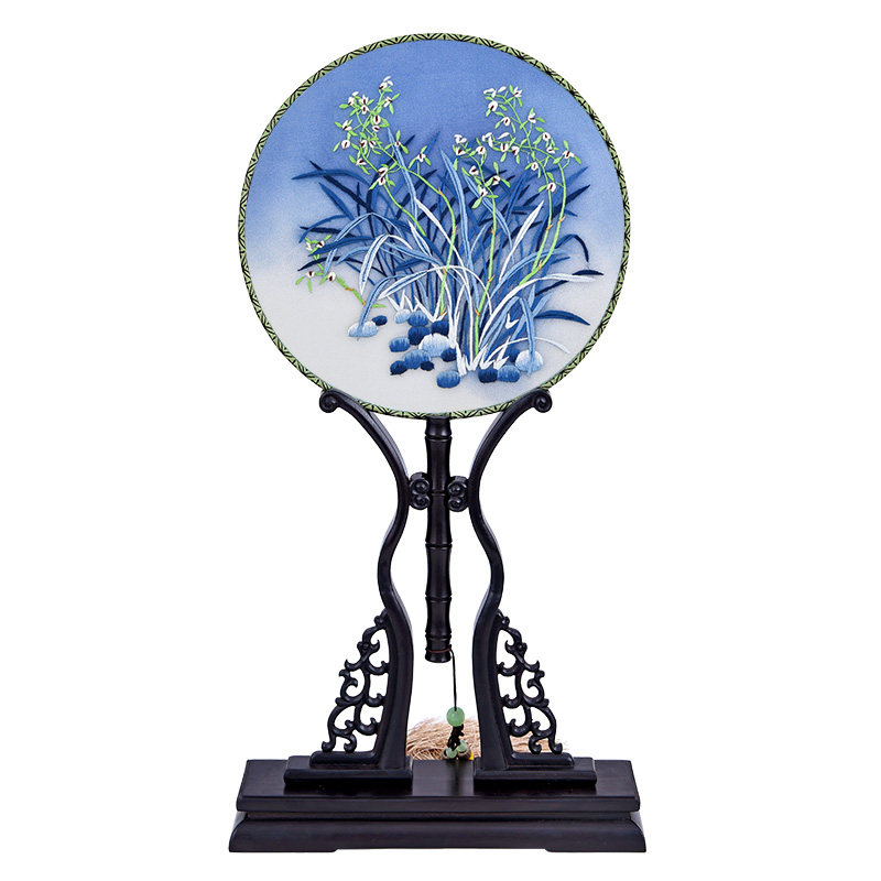 苏绣团扇古扇子圆扇古典刺绣双面绣中国风复古风老外礼品中国特色