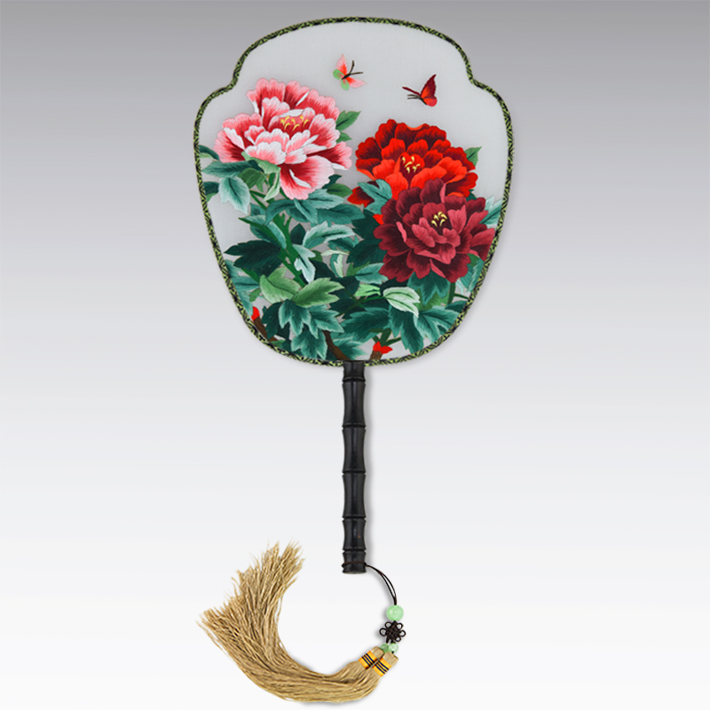 江南绣庄 苏绣手工刺绣双面绣宫扇绢扇团扇中式出国特色礼物