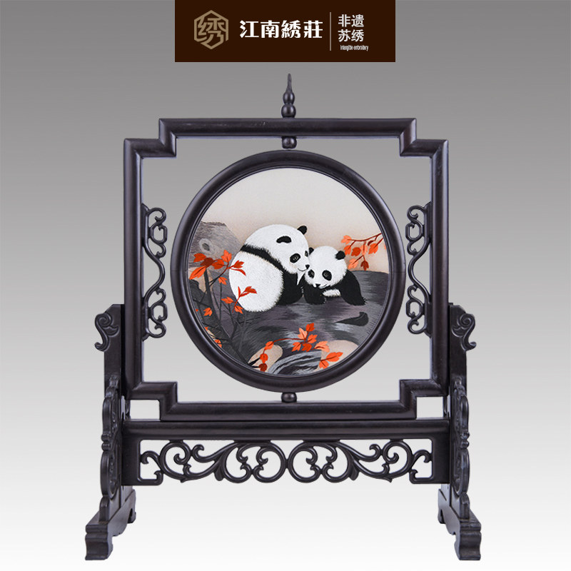 新中式摆件现代中式装饰摆设客厅苏州刺绣工艺品小摆件纪念双面绣