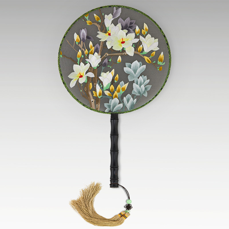 江南绣庄苏绣团扇刺绣苏绣 圆扇子蒲扇绢扇团扇 中式出国礼品