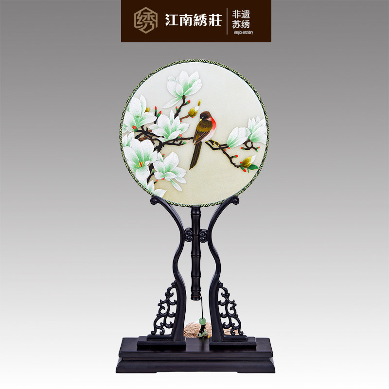 古风扇子中国风双面绣刺绣宫廷团扇女流苏绣花圆扇中国特色小礼品