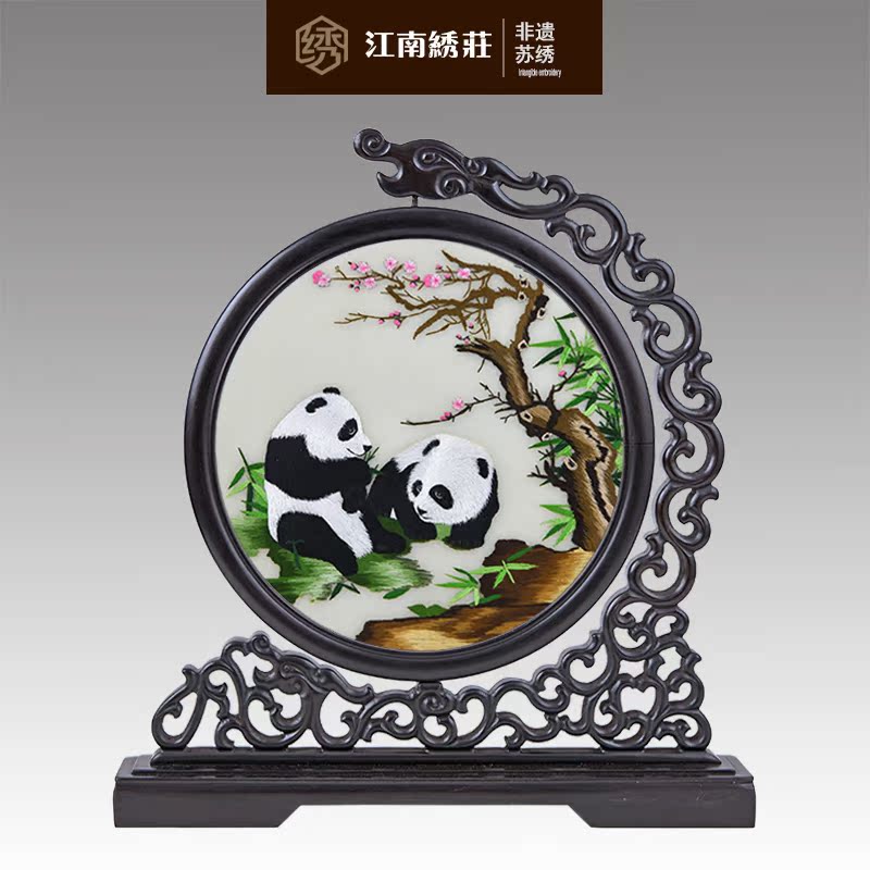 装饰品摆件创意工艺品客厅装饰家居摆设饰品复古中国风苏绣双面