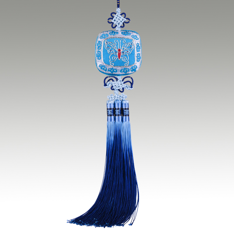 江南绣庄 苏绣汽车挂件 精品中国结 手工特色手工成品  蝶舞