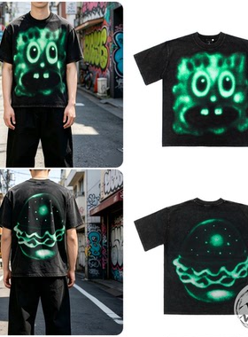 美式高街 oversize 短袖 T 恤男夏季宽松街头印花潮牌百搭上衣