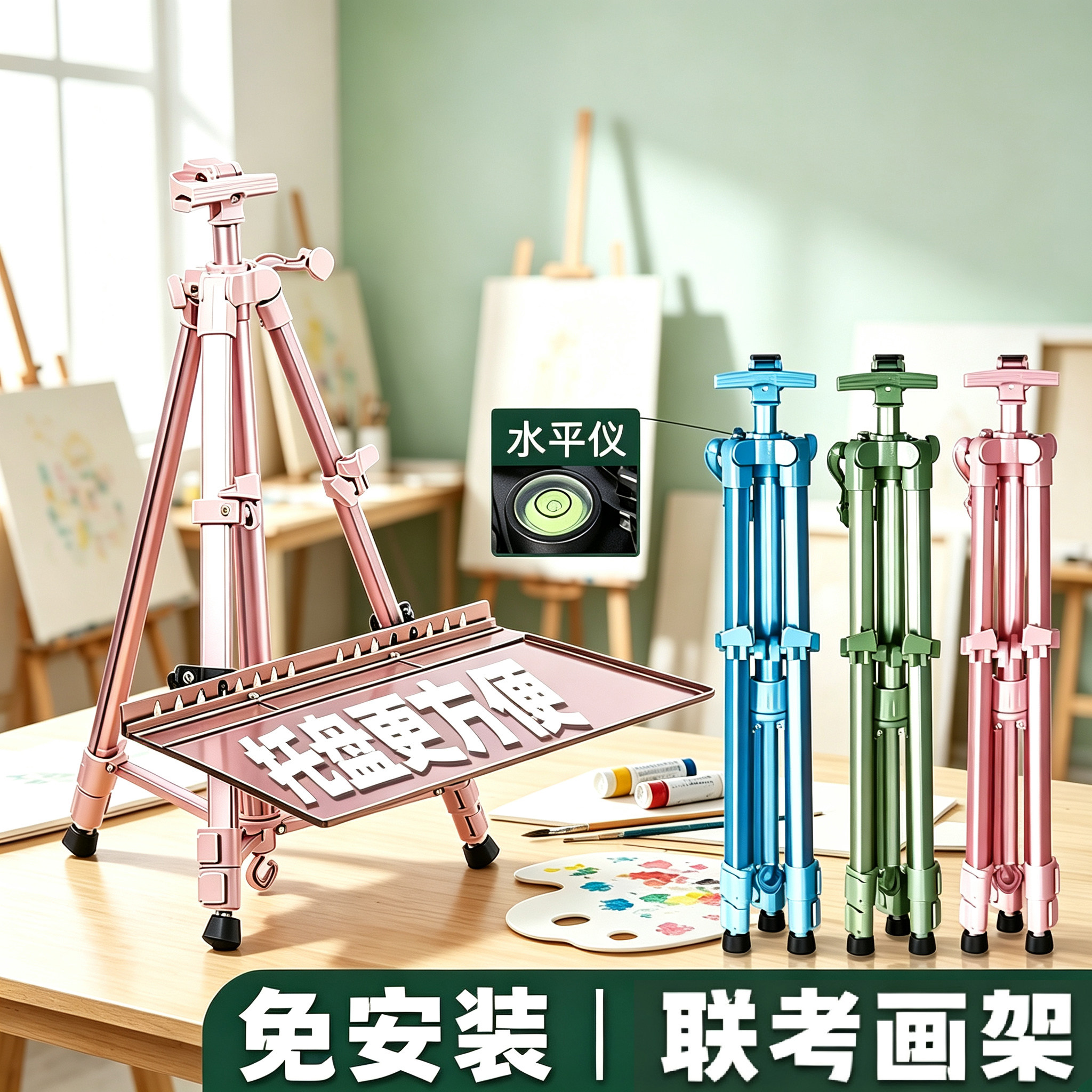 画架美术生专用可折叠支架式便携美术写生画板套装铝合金托盘收纳