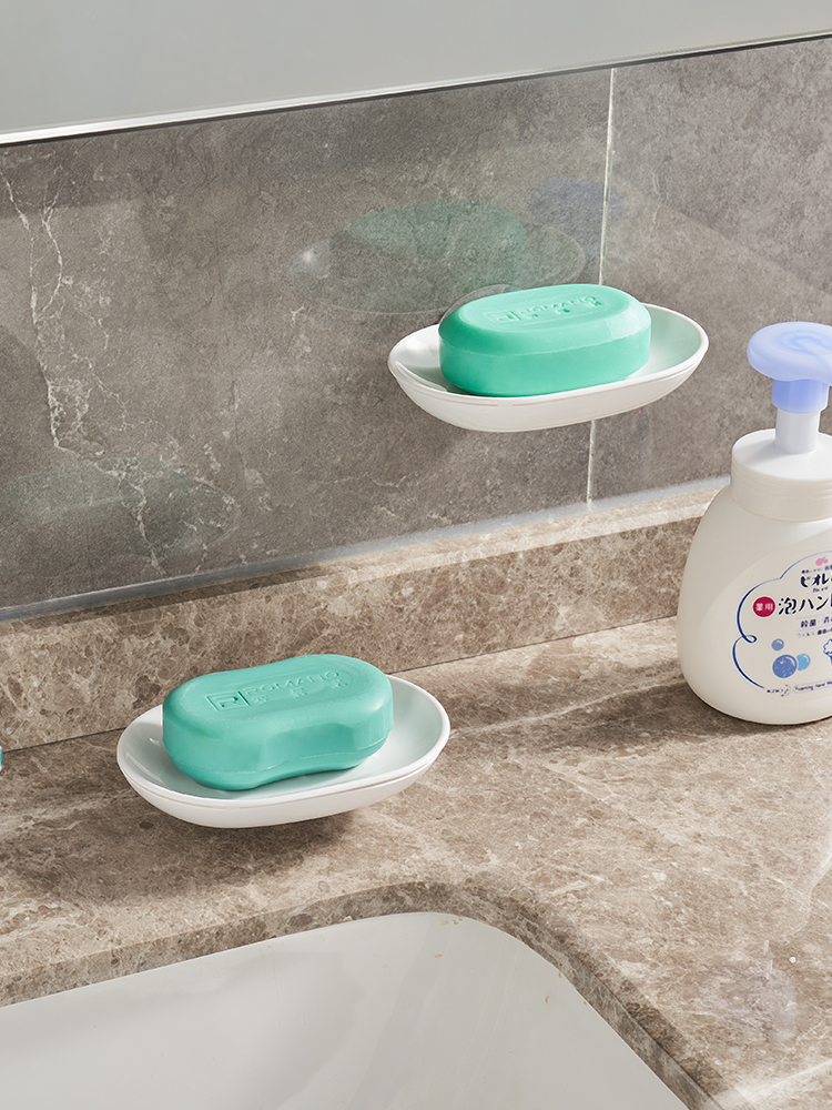 肥皂盒壁挂式免打孔卫生间双层沥水皂盒无痕粘贴式浴室香皂置物架