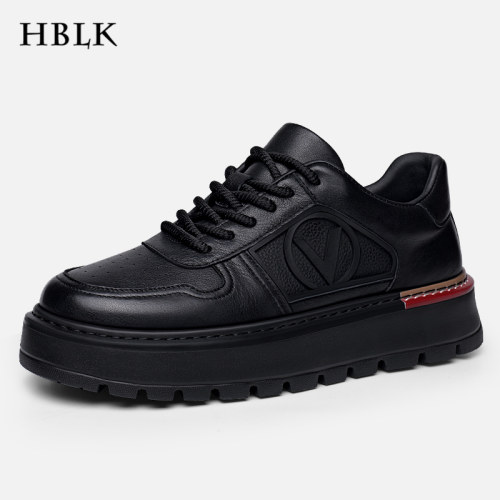 HBLK秋季真皮透气增高运动鞋